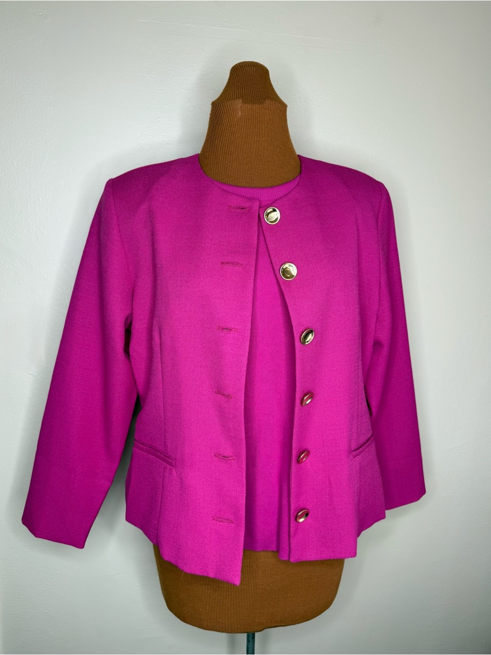 Bedford Fair Fuchsia Button-Front Coat Jacket With Shell Size 12P and Large